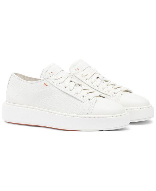サントーニ レディース シューズ スニーカー レザー Santoni Womens Anginal Tumbled Leather Sneaker White ホワイト