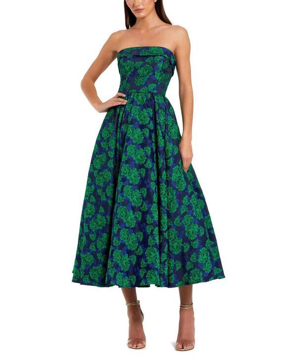 マックダガル レディース トップス ワンピース A ライン ミディ ストラップレス Mac Duggal Brocade Strapless A Line Midi Dress Emerald Multi エメラルド