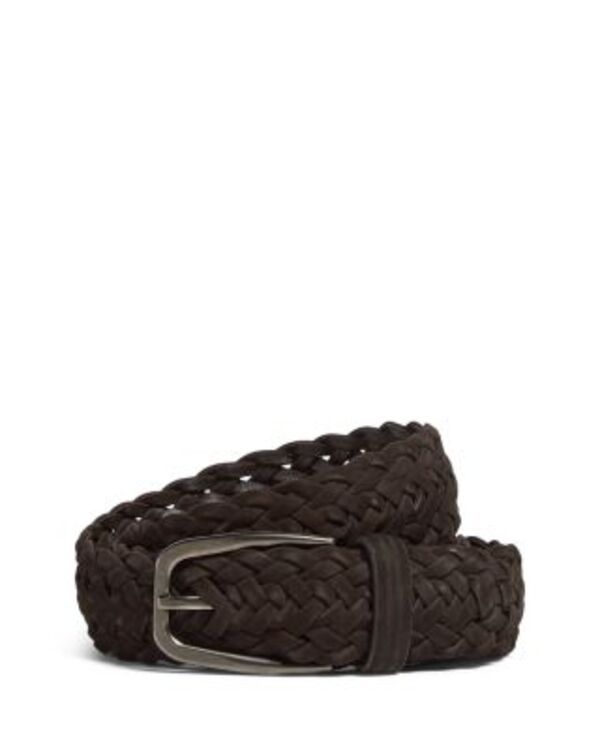 ゼニア メンズ アクセサリー ベルト レザー ZEGNA Braided Leather Belt Dark Brown ブラウン