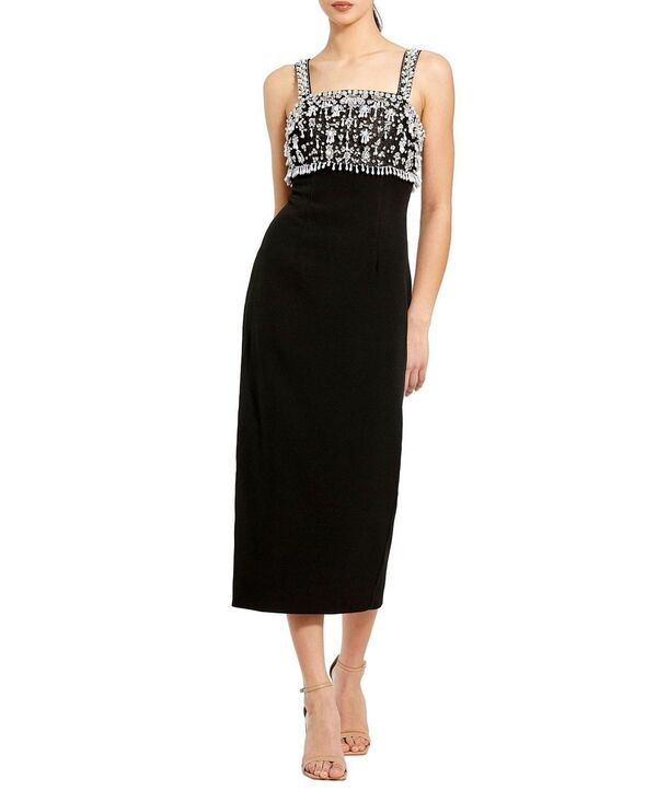 マックダガル レディース トップス ワンピース ミディ Mac Duggal Wide Strap Embellished Top Midi Dress Black ブラック