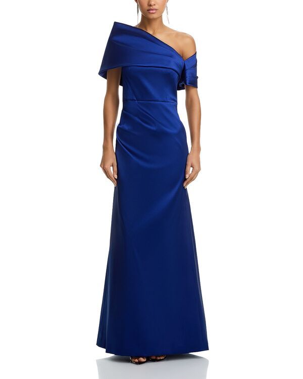 テリジョンバイリッキーフリーマン レディース トップス ワンピース アシンメトリー Teri Jon by Rickie Freeman Stretch Mikado Asymmetric Off Shoulder Cuff Gown Sapphire サファ 125,900円
