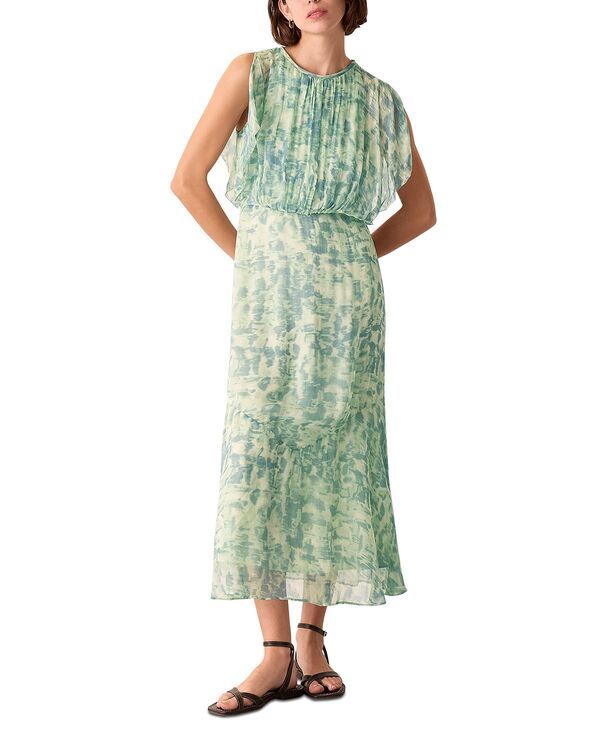 ホイッスルズ レディース トップス ワンピース プチ ミディ Whistles Petites Dashed Brush Marks Midi Dress Green Multi グリーン