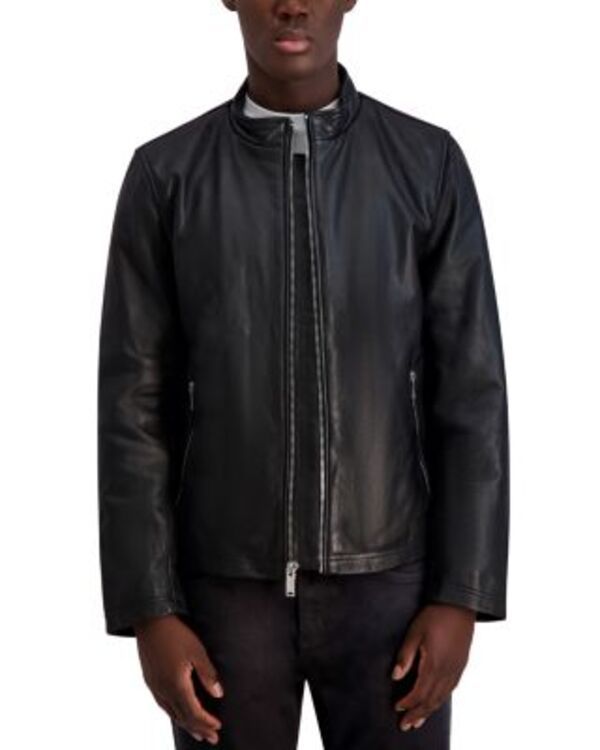 カール ラガーフェルド メンズ アウター ジャケット・ブルゾン レザー KARLAGERFELD PARIS Leather Jacket Black ブラック