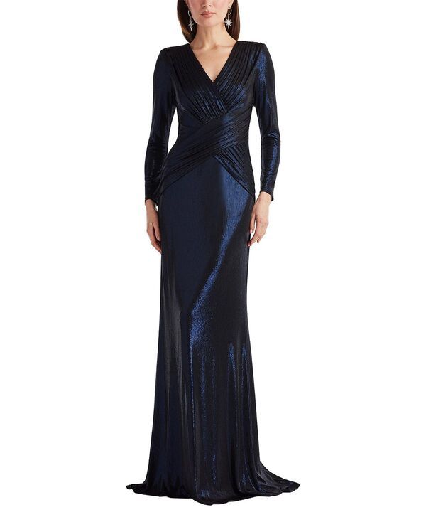 タダシショージ レディース トップス ワンピース ドレープ トール Tadashi Shoji Esau Metallicrisscross Draped Gownavy ネイビー
