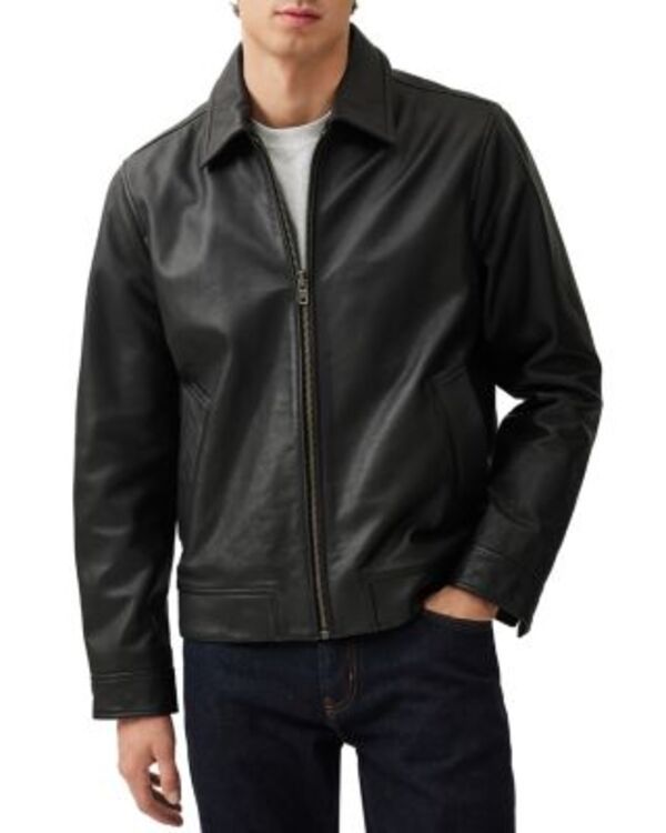 ロッドアンドグン メンズ アウター ジャケット・ブルゾン レザー Rodd Gunn Haymarket Zip Front Leather Jacket Onyx