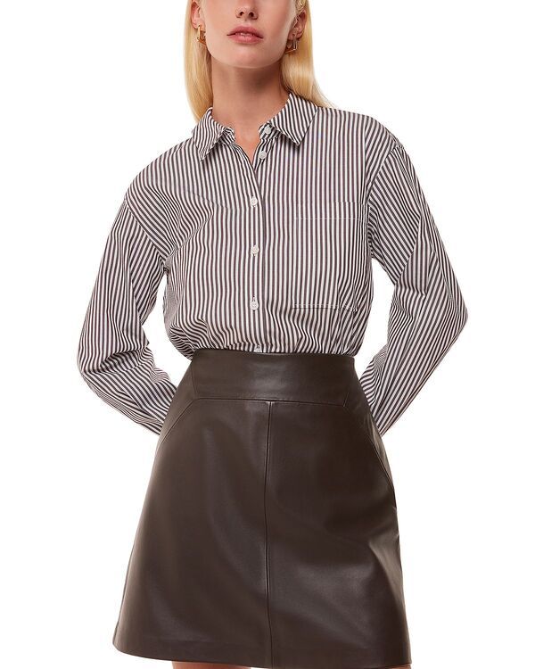 ホイッスルズ レディース ボトムスカート A ライン レザー Whistles Leather A line Skirt Brown ブラウン