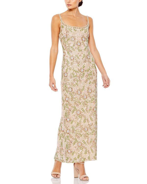 マックダガル レディース トップス ワンピース フラワー柄 ミディ ノースリーブ フラワー Mac Duggal Sleeveless Hand Beaded Floral Midi Dress Nude Multi マルチカラー