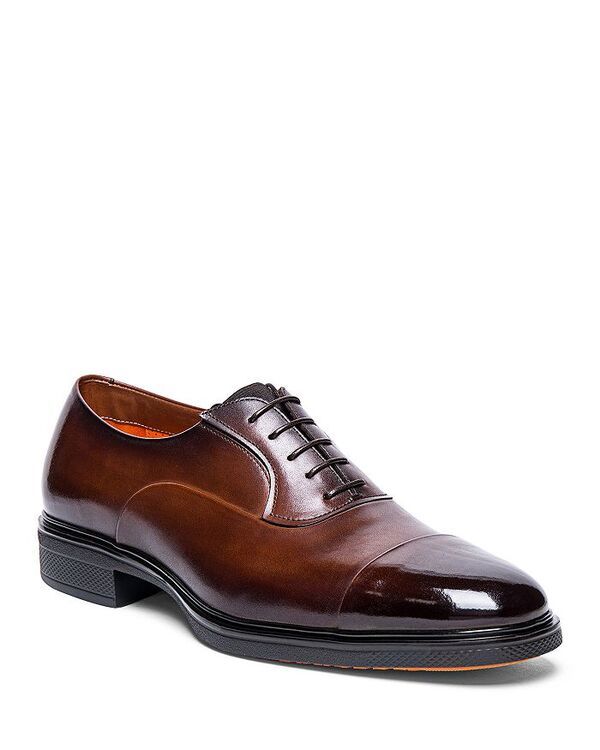 サントーニ メンズ シューズ ドレスシューズ ワンピース キャップ レース Santoni Mens Easy Cap Toe Lace Up Dress Shoes Dark Brown ブラウン