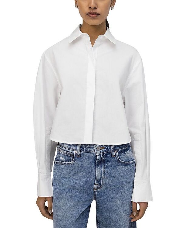 シムカイ レディース トップス シャツ ボタンダウン ダウン クロップド SIMKHAI Renata Cropped Button Down Shirt White ホワイト