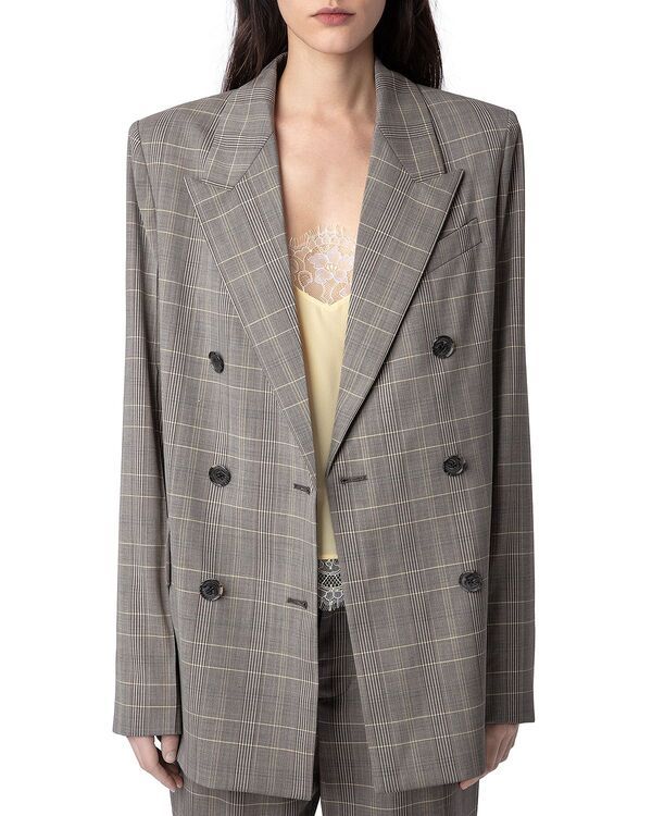ザディグ エ ヴォルテール レディース アウター ジャケット・ブルゾン ブレザー Zadig Voltaire Vaena Plaid Oversized Blazer Gris チェック 50,280円