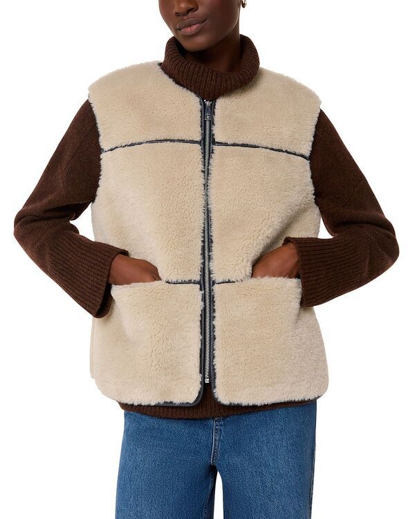 ホイッスルズ レディース アウター コート ノースリーブ Whistles Rowena Faux Fur Sleeveless Coat Neutral