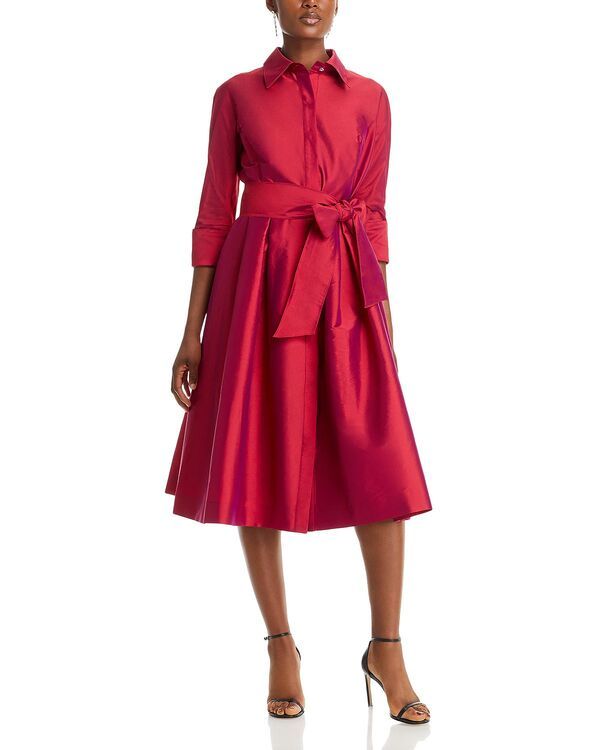 テリジョンバイリッキーフリーマン レディース トップス ワンピース シャツ Teri Jon by Rickie Freeman Taffeta Shirt Dress Cherry