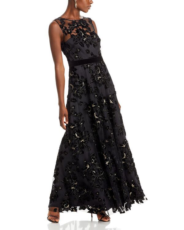 エリザジェイ レディース トップス ワンピース チュール Eliza J Flocked Tulle Gown Black ブラック 44,280円