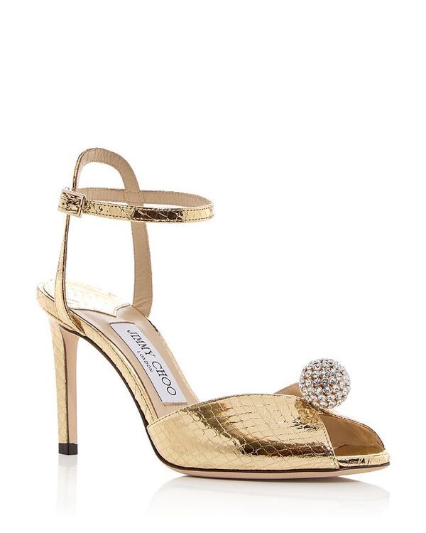 ジミーチュー レディース シューズ サンダル ヒール Jimmy Choo Womens Sacora 85 Embellished High Heel Sandals GoldCrystal ゴールド