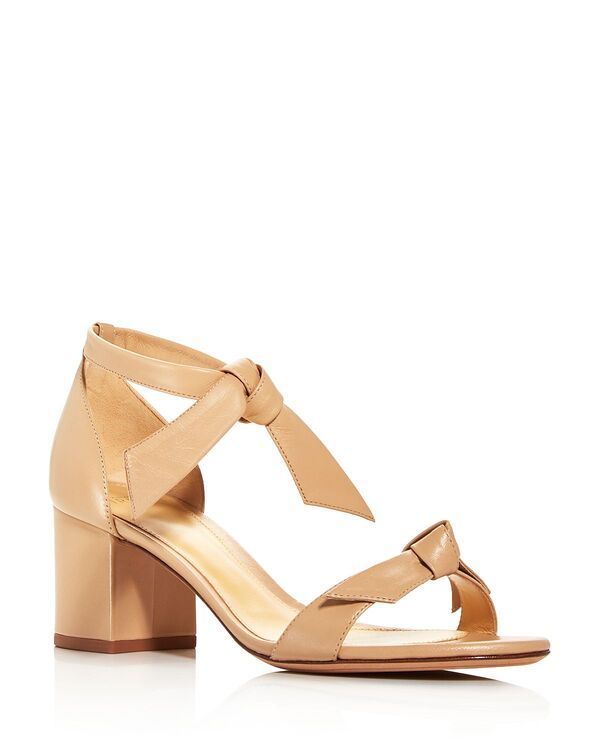 アレクサンドラバードマン レディース シューズ サンダル アンクル ヒール Alexandre Birman Womens Claritankle Tie Block Heel Sandals Nude