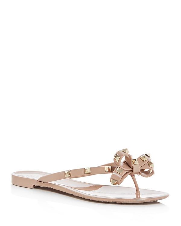 ヴァレンティノ レディース シューズ サンダル Valentino Garavani Womens Summer Rockstud PVC Thong Sandals Poudre