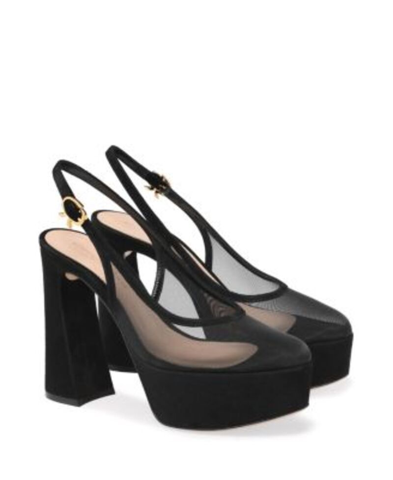 ジャンヴィト ロッシ レディース シューズ パンプス Gianvito Rossi Womens Chopine Slingback Pumps Black Suede Leather ブラック