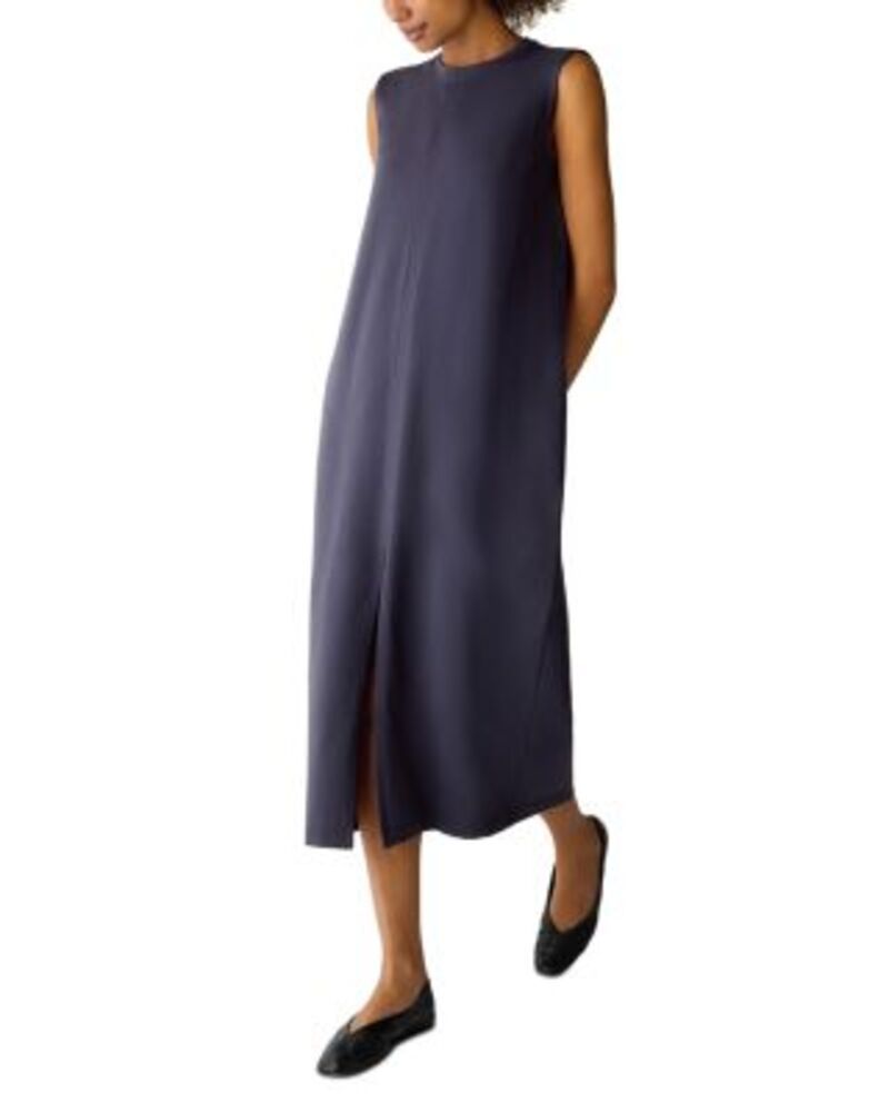 エイリーンフィッシャー レディース トップス ワンピース クルーネック コットン Eileen Fisher Pima Cotton Crewneck Dress Ink
