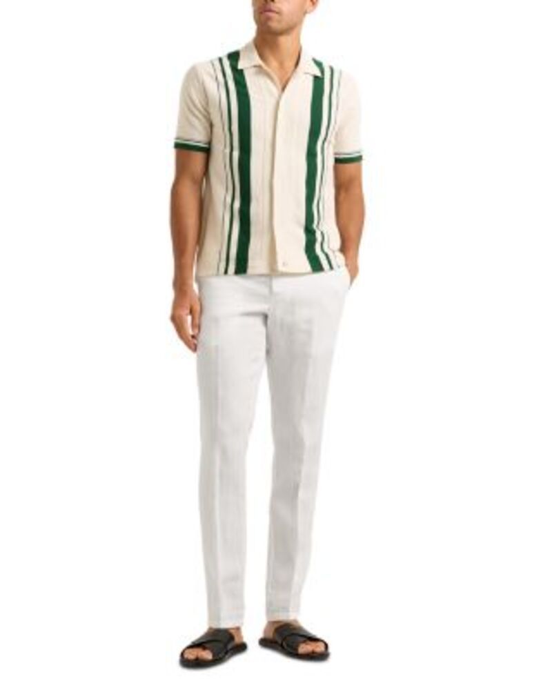 オールバー ブラウン メンズ トップス シャツ コットン Orlebar Brown Tiernan Border Striped Cotton Shirt White Sand Tarragon Green ホワイト