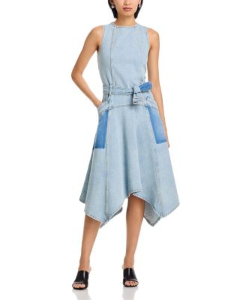 スリーワンフィリップリム レディース トップス ワンピース ミディ ノースリーブ 31 Phillip Lim Ghost Pocket Belted Sleeveless Midi Dress Light Blue ブルー