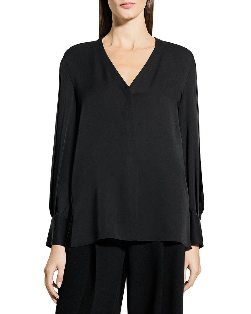 セオリー レディース トップス シャツ シルク ブラウス Theory Silk Volume Sleeve Blouse Black ブラック