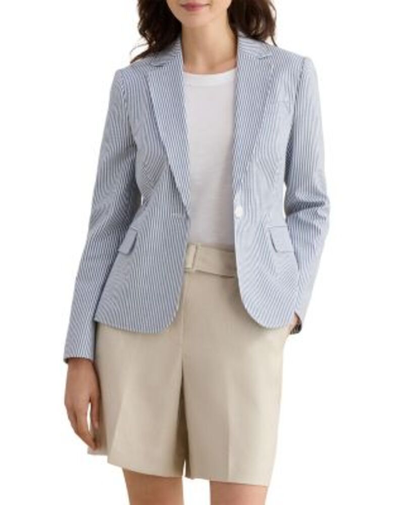 ホッブスロンドン レディース アウター ジャケット・ブルゾン HOBBS LONDON Blake Seersucker Jacket Blue White ホワイト 68,090円