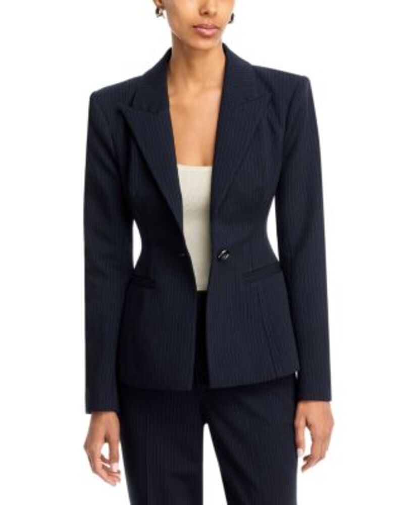 ラジャンス レディース アウター ジャケット・ブルゾン ウエストマーク ブレザー LAGENCE Therese Cinched Waist Blazer MidnightIvory Pinstripe アイボリー