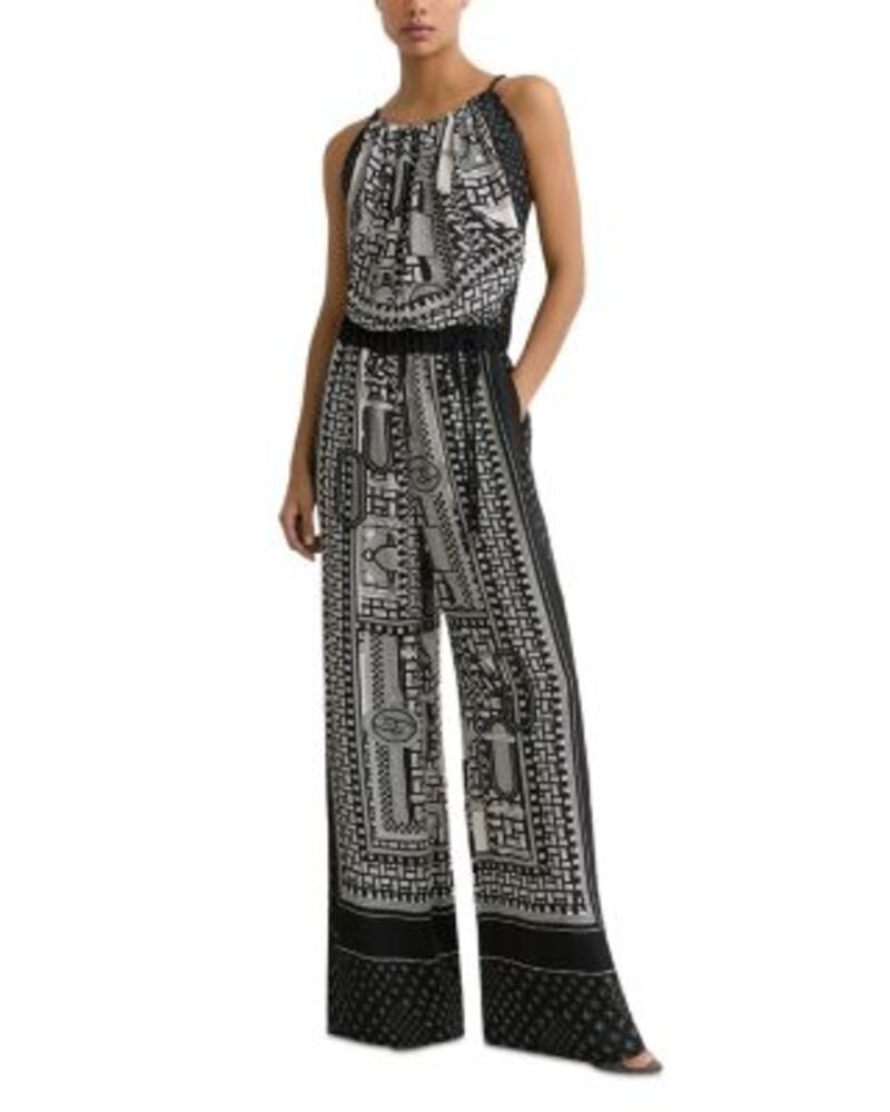 レイス レディース トップス ジャンプスーツ プリント REISS Inara Scarf Print Jumpsuit Blackivory