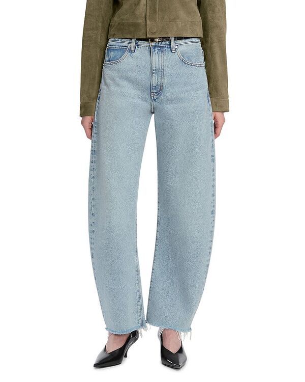 フレーム レディース ボトムス デニムパンツ ジーンズ FRAME The Bubble High Rise Crop Barrel Leg Jeans in Outlaw Raw Fray Outlaw Raw Fray