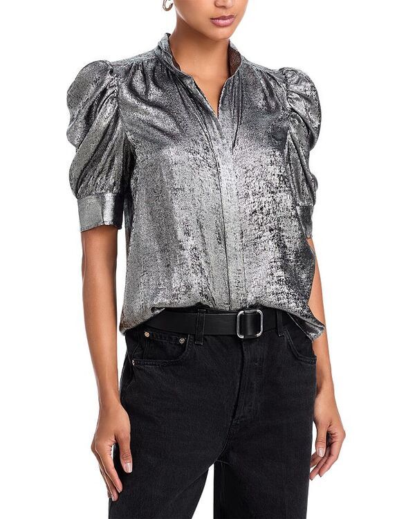 フレーム レディース トップス シャツ ブラウス FRAME The Shiny Gillian Blouse Gunmetal ガンメタル
