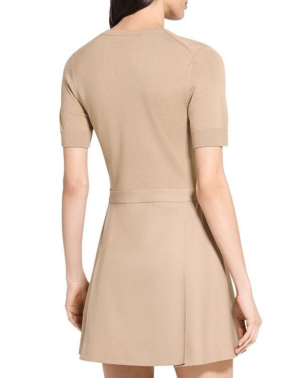 セオリー レディース トップス ワンピース ミニワンピース ミニ Theory Deep Pleat Combo Mini Dress New Camel キャメル