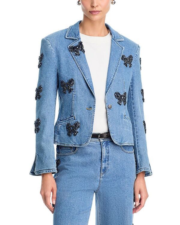 サンク セプト レディース アウター ジャケット・ブルゾン プチ ブレザー Cinq Sept Rhinestone Bow Le Petite Khloe Blazer Blue HazeSapphire ブルー