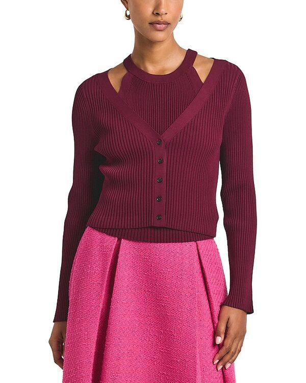 デレクラムテンクロスバイ レディース アウター カーディガン Derek Lam 10 Crosby Lonnie Cardigan Bordeaux