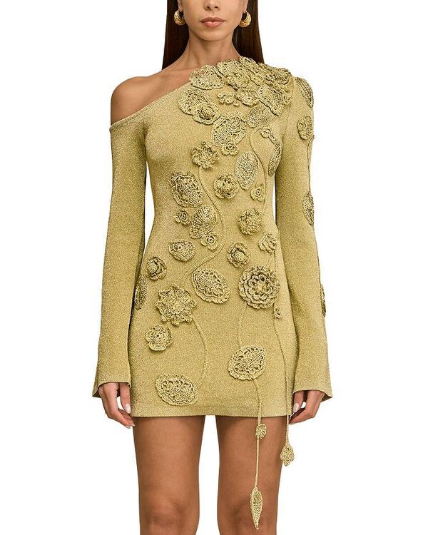 カルト ガイア レディース トップス ワンピース フラワー柄 ニット フラワー Cult Gaia Kaela Floral Appliqu Knit Dress Gold ゴールド