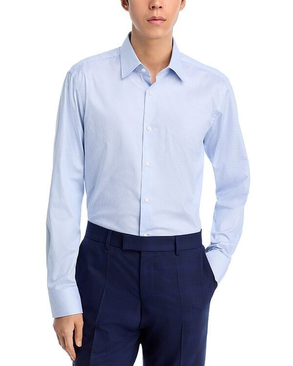 ボス レディース トップス シャツ BOSS Joe Stretch Striped ButtonFront Shirt Light Pastel Blue ブルー