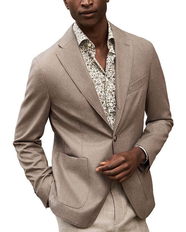 エトン レディース アウター ジャケット・ブルゾン リラックスフィット ウール ジャケット Eton Relaxed Fit Soft Wool Flannel Jacket Light Beige ベージュ