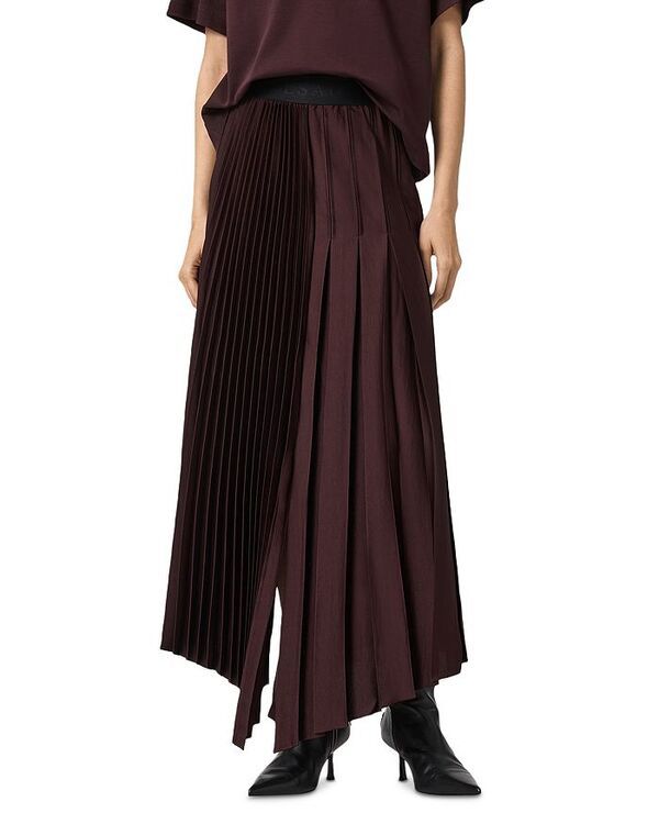 オールセインツ レディース ボトムス スカート プリーツ マキシ ALLSAINTS Jax Pleated Maxi Skirt Oxblood Red レッド