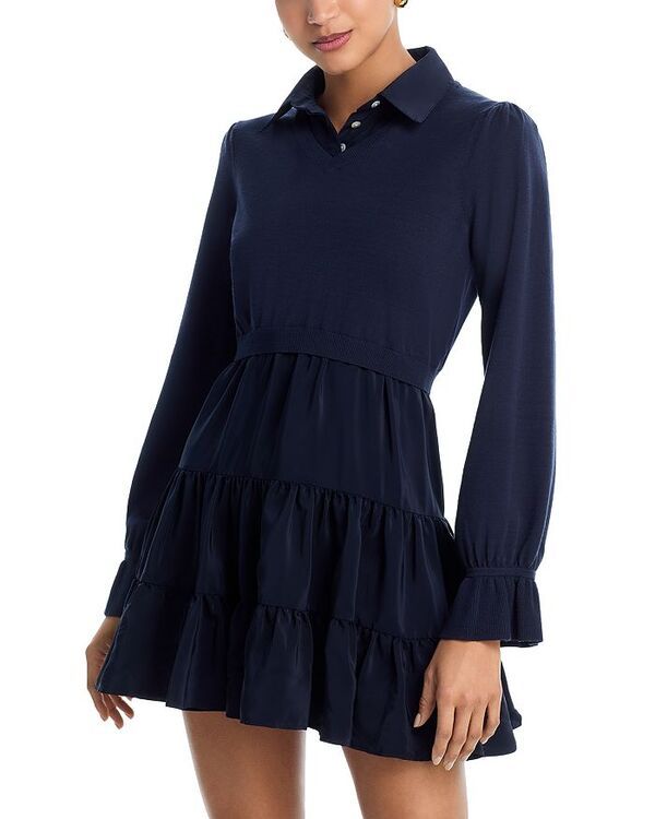 サンク セプト レディース トップス ワンピース ニット Cinq Sept Knit Combo Luciana Dress Navy ネイビー