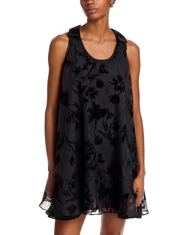スリーワンフィリップリム レディース トップス ワンピース ノースリーブ 31 Phillip Lim Flocked Organza Sleeveless Trapeze Dress Black ブラック