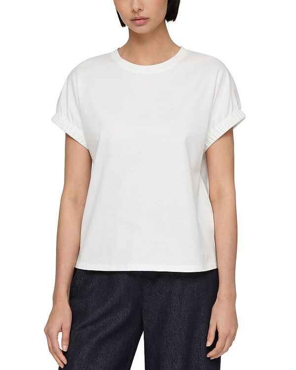 ラファイエットワンフォーエイト レディース トップス Tシャツ Lafayette 148 New York Gathered Cuff Dolman Tee White ホワイト