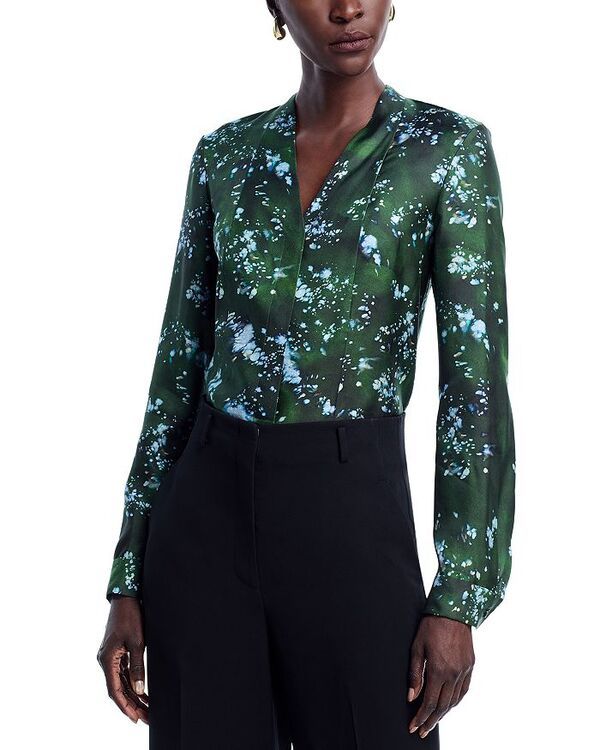 ラファイエットワンフォーエイト レディース トップス シャツ シルク ブラウス Lafayette 148 New York Silk Blouse Moss Multi マルチカラー