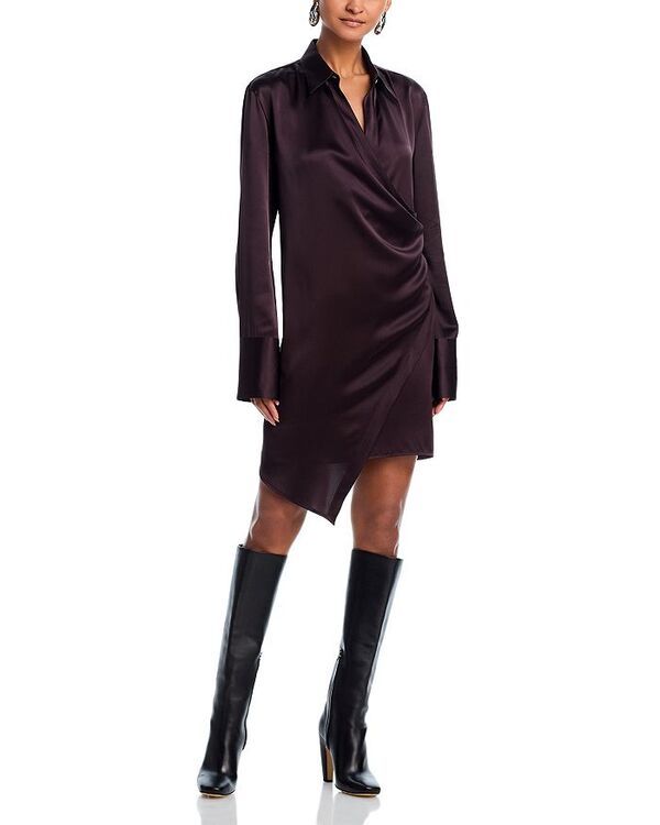 ヘルムート ラング レディース トップス シャツワンピース シルク Helmut Lang Wrap Relax Silk Shirtdress Dark Plum プラム