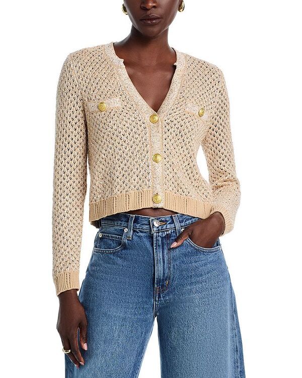 ラジャンス レディース アウター カーディガン Vネック クロップド LAGENCE Blanca Cropped V Neck Cardigan Natural MultiGold ゴールド