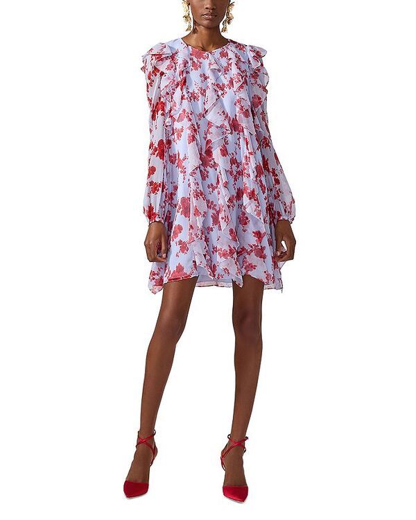 キャロライナヘレラ レディース トップス ワンピース ミニワンピース フリル ミニ シルク Carolina Herrera Silk Ruffled Mini Dress Celeste Multi マルチカラー