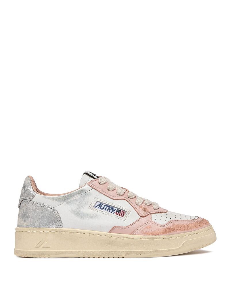 オートリ レディース シューズ スニーカー ヴィンテージ Autry Womensuper Vintage Low Top Sneakers WhitePowderSilver ホワイト