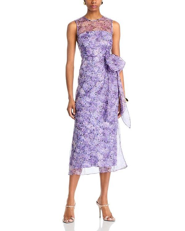 サンク ア セプト レディース トップス ワンピース シルク Cinq a Sept Silk Painted Hydrangea Miley Dress Lilac Wine ワイン