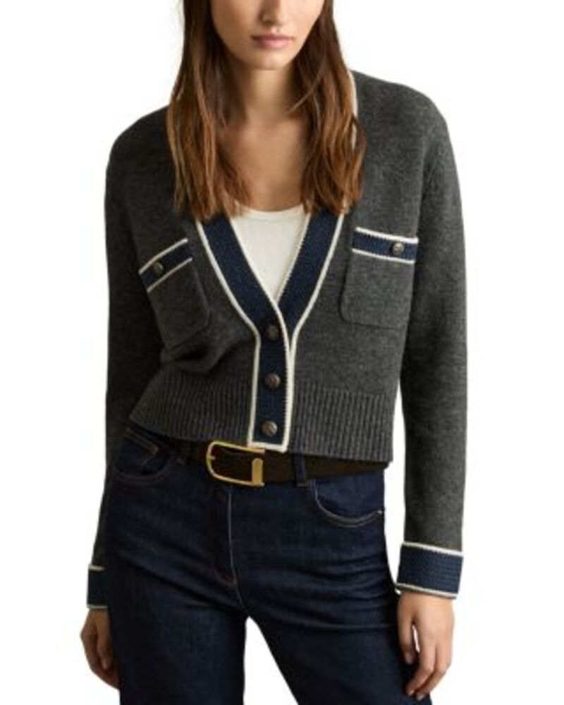 レイス レディース アウター カーディガン REISS Eloise Cardigan Charcoal チャコール
