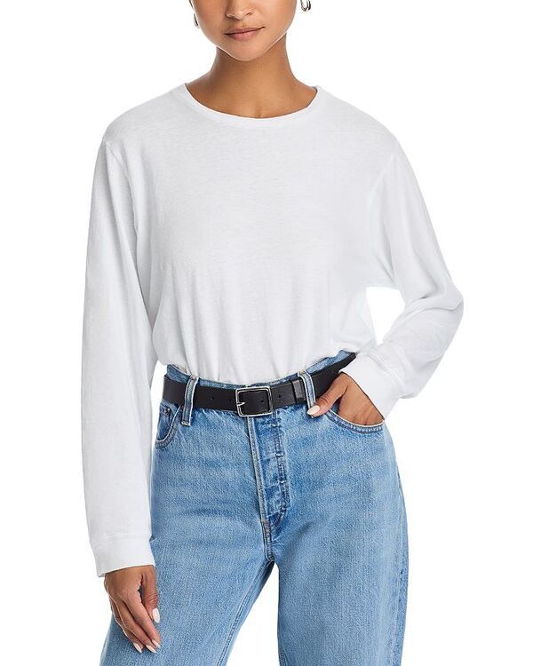 マザー レディース トップス Tシャツ MOTHER The Long Sleeve Rowdy Tee Bright White ホワイト