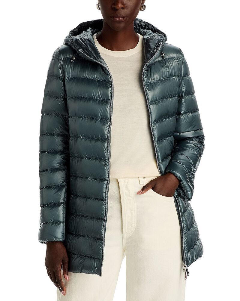 ヘルノ レディース アウター コート A ライン キルティング Herno Quilted Hooded A Line Coat Peacock Blue ブルー