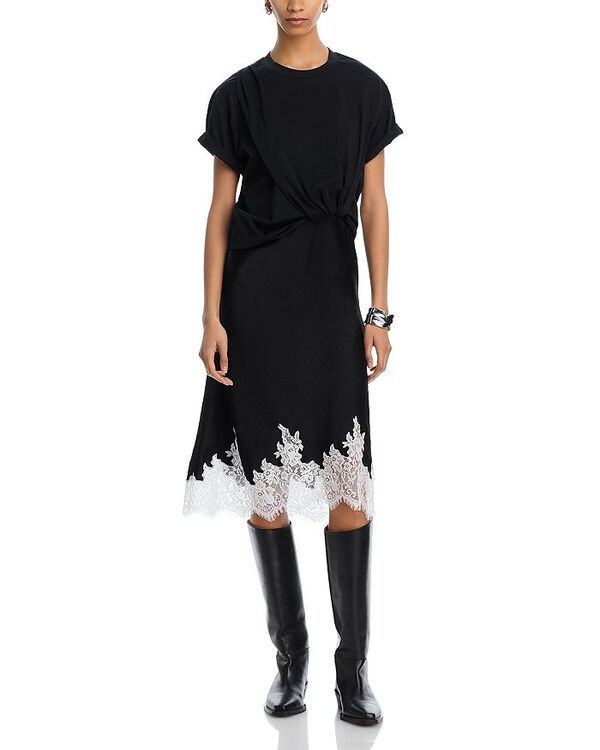 スリーワンフィリップリム レディース トップス ワンピース シャツワンピース ドレープ Tシャツ コットン 31 Phillip Lim Draped Slip Combo Cotton TShirt Dress BlackWhite ホワイト